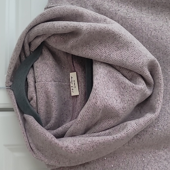NWOT 143 STORY Brushed Fleece and Glitter Cowl Neck size Large - Picture 2 of 12